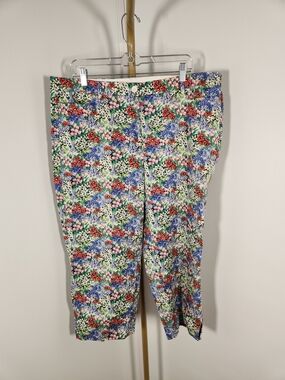 Talbots Floral Perfect Skimmer Cropped Pants in Cream and Multicolor